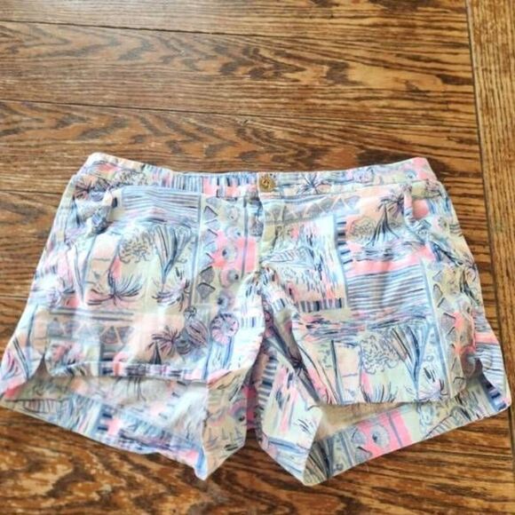 NWT LILLY PULITZER ADIE RUFFLE POCKET STRETCH SHORT *OH BUOY*WHISPER BLUE sz 12 - Picture 2 of 6